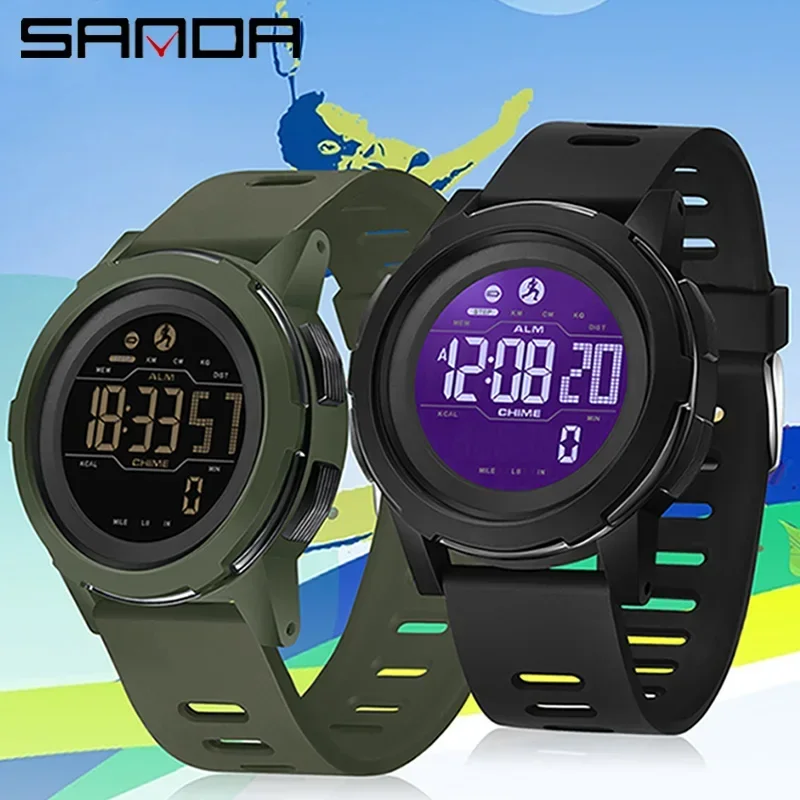 SANDA Men's Watch Pedometer Waterproof Mountaineering Outdoor Sports Style Military Multifunctional Intelligent Electron Watches