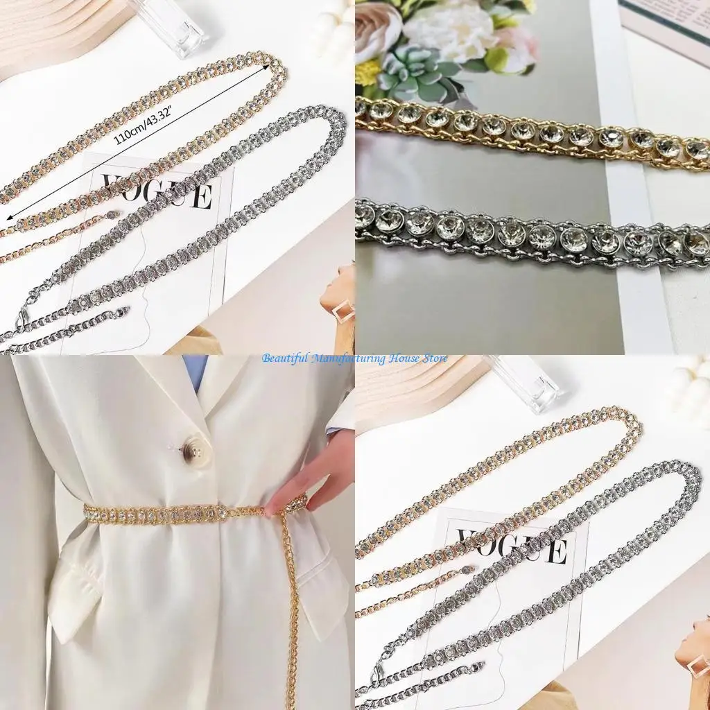 

E56A платье-цепочка, пояс для женщин, цепочка для тела, ювелирные изделия, стразы, поясные цепочки, ремни, длинные декоративные