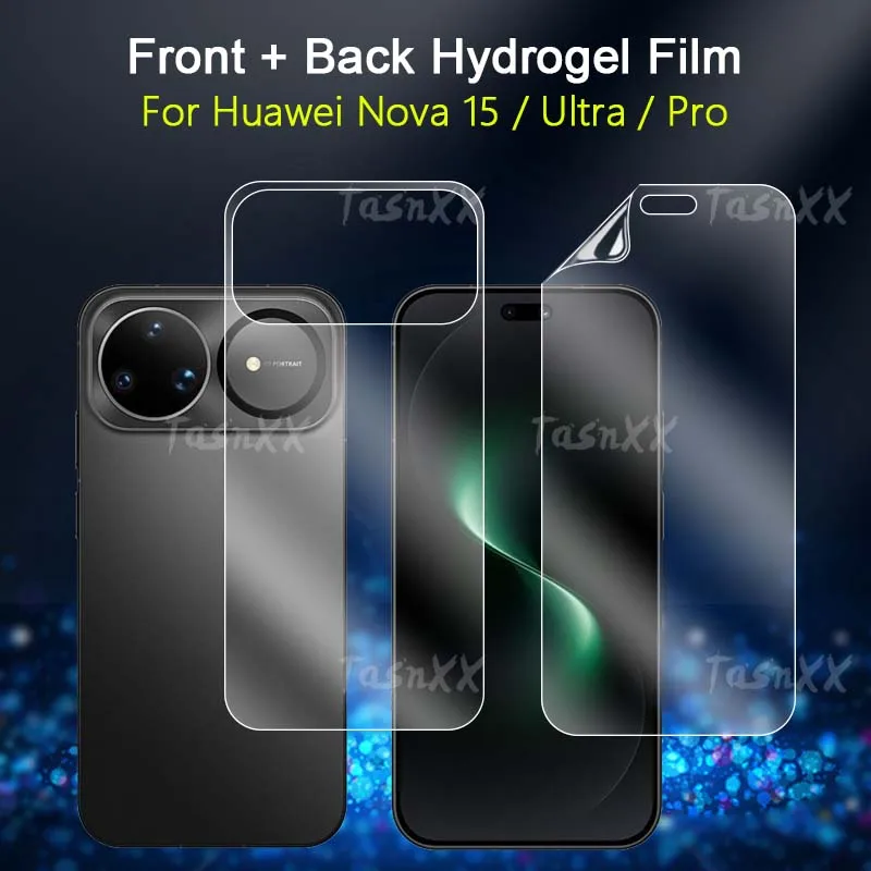 

Front / Back Screen Protector For Huawei Nova 15 Pro Ultra Clear Slim Soft Repairable Hydrogel Film -Not Tempered Glass