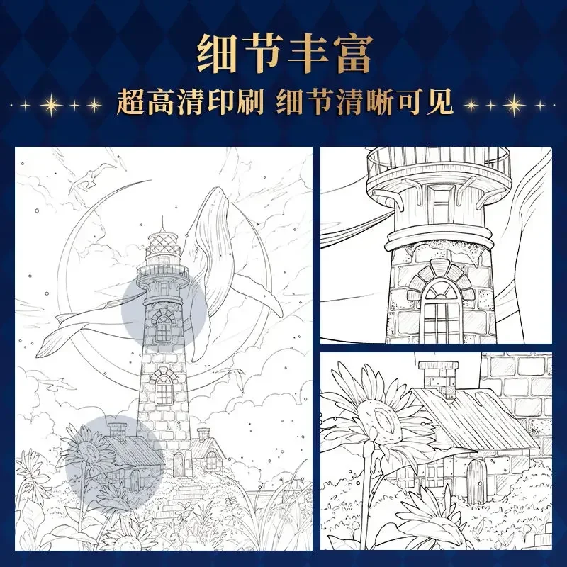 Fantasy Hand-painted Coloring Book, Adult Secret Garden Coloring Book with Coloring Lead, Adult and Drawing Books