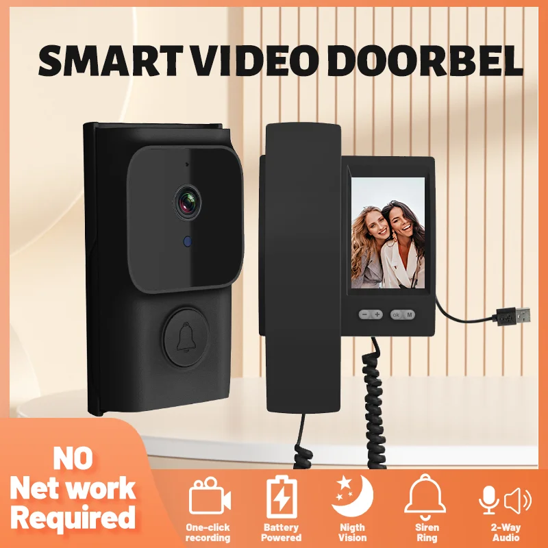4.3Inch IPS Screen Wireless Intercom Smart  Visual Doorbell Video Door Phone Peephole Viewer Door Camera