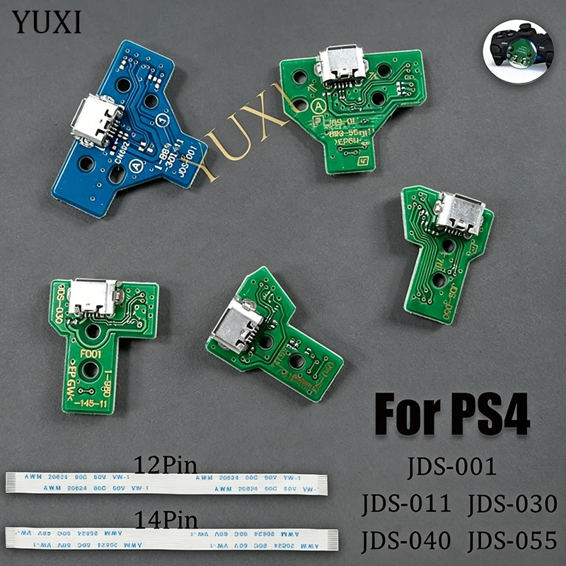 Brand New 12Pin 14Pin USB Charging Port Socket Circuit Board JDS 001 011 030 040 055 For PS4 Controller Repair Parts Replacement