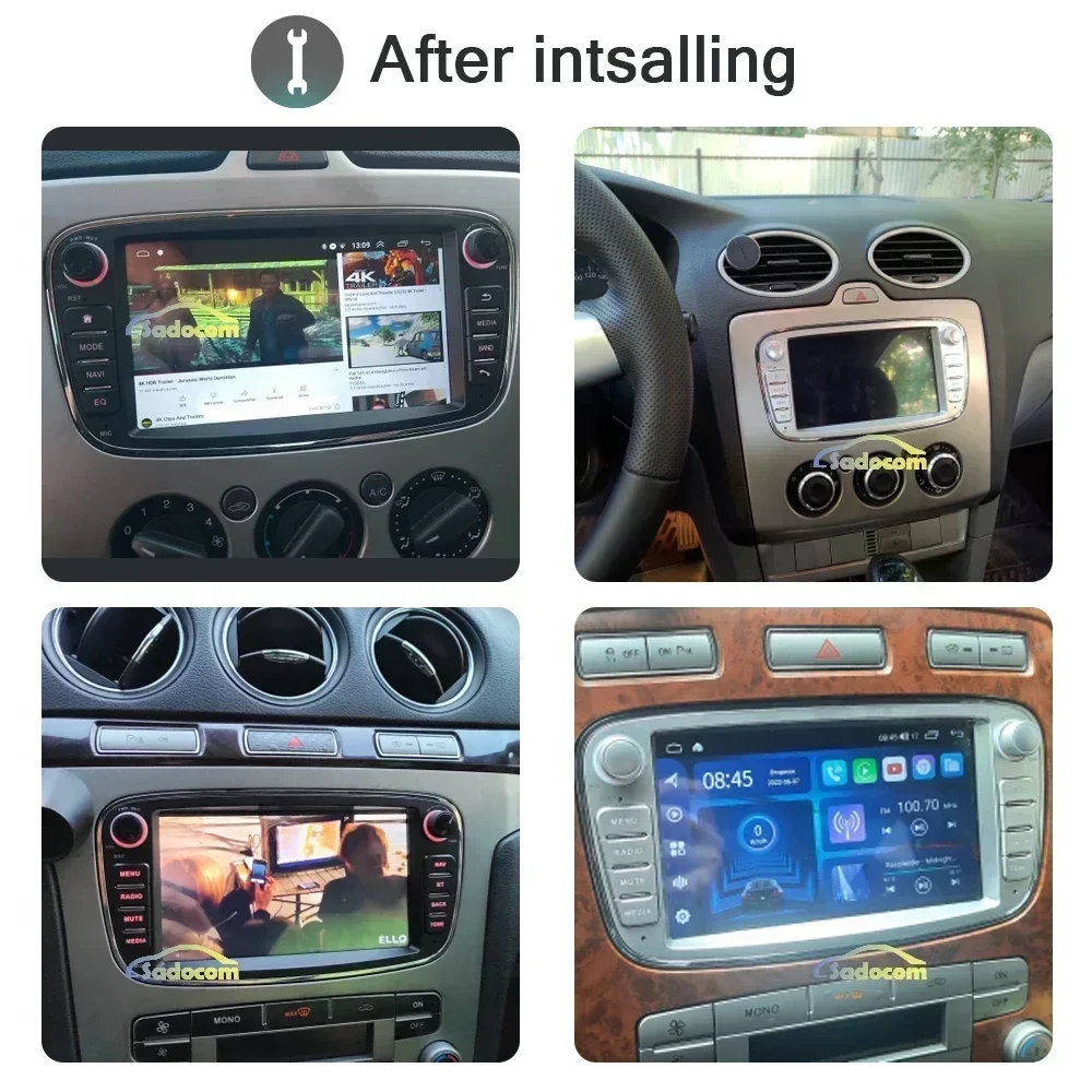 Carplay DSP مشغل DVD للسيارة LTE IPS أندرويد 13 8G + 128G 8Core الوسائط المتعددة GPS خريطة الوسائط المتعددة واي فاي لفورد فوكس مونديو C-MAX S-MAX