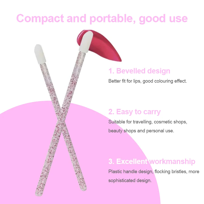 50 Uds. Pincel de labios desechable, pinceles de maquillaje, aplicador de lápiz labial, varitas, venta al por mayor, herramienta de extensión de pestañas, accesorios de belleza
