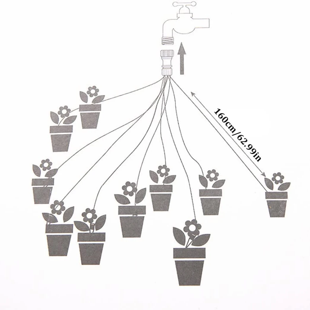 1 Set Automatisches Bewässerungssystem für den Innenbereich, Tropfbewässerungssystem mit 10 Bewässerungseinheiten, Garten- und Hofbewässerungskanne für – Detail 6