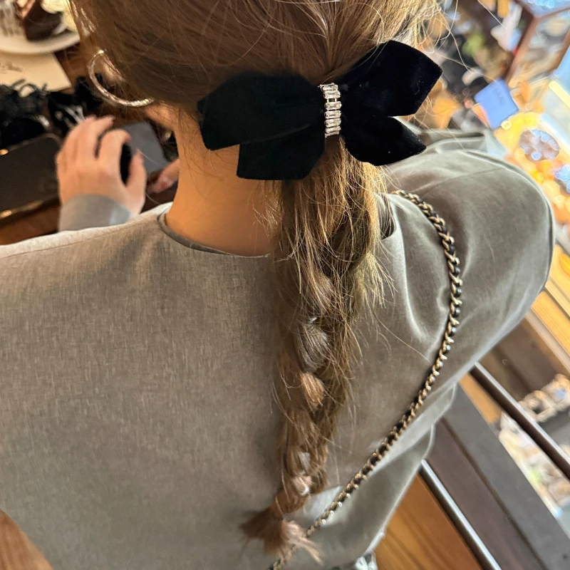 

Black Velvet Bow Banana Clip Hairpins Ponytail Barrettes Headwear Hair Claw Clip Hairpin Female Hair Clip Girl Hair Accessories