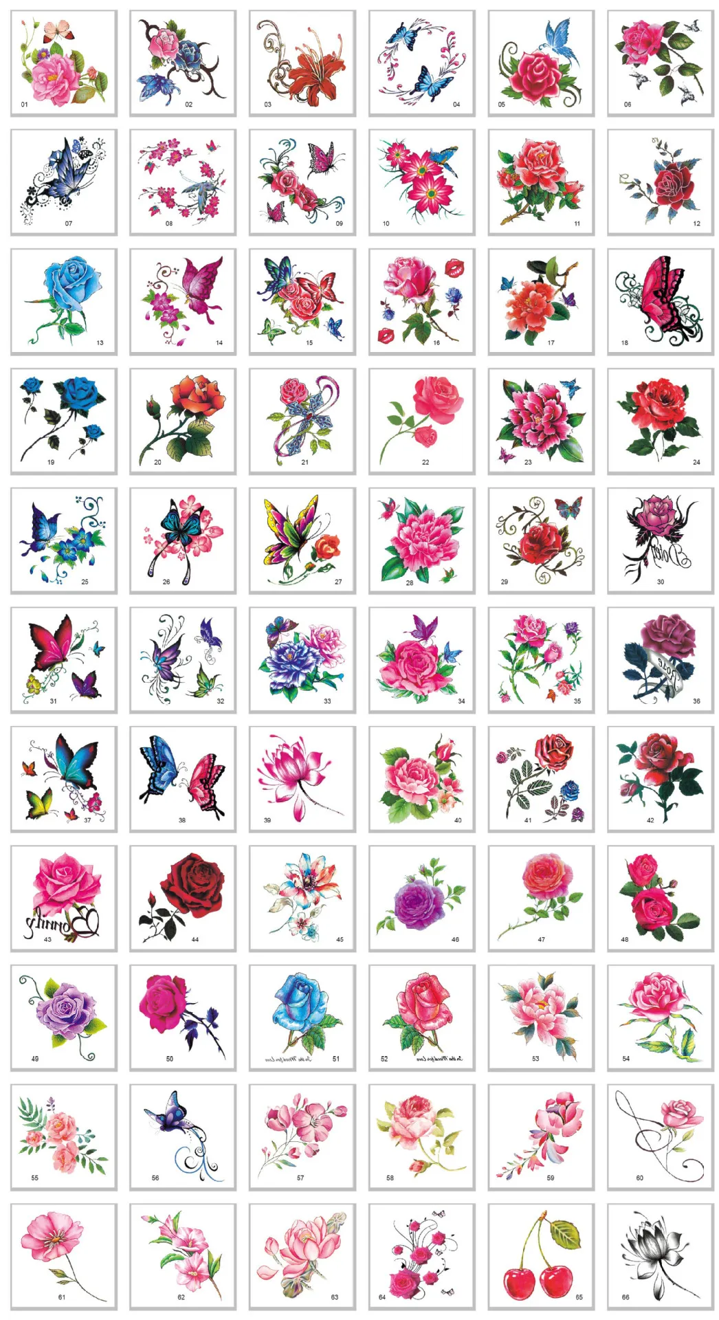 10/30/66 шт., временные татуировки с цветами, роза, лодыжка, ключицы, имитация татуировки, наклейки, женские татуировки на шею, запястье, руку, наклейки