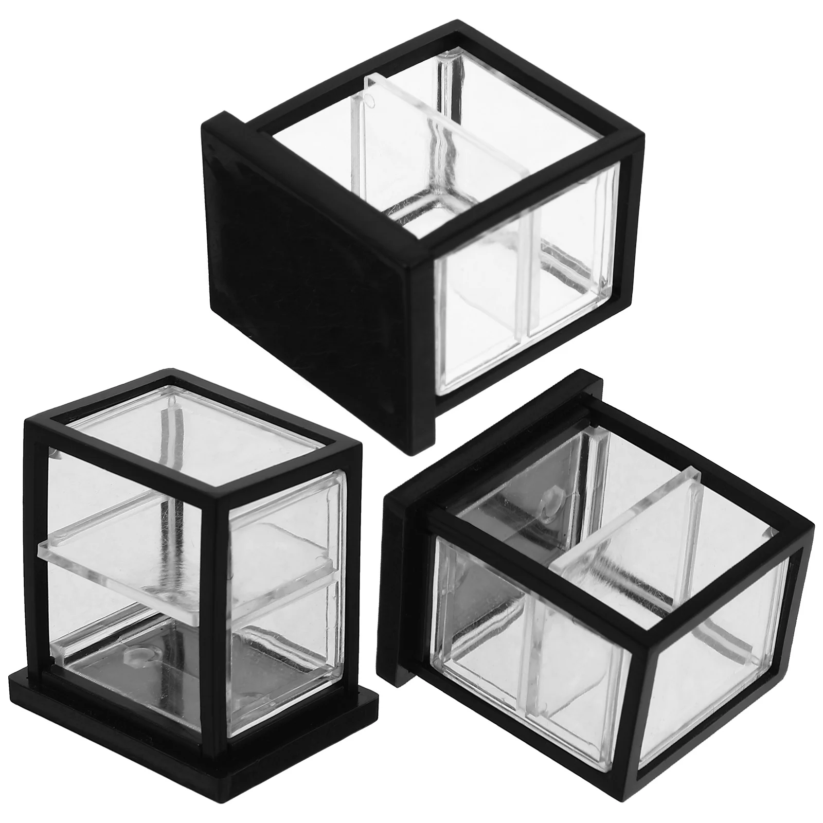 3 Pcs Dollhouse Display Case Miniature Cabinets Store Model Showcase Ornament Acrylic Simulation Cake