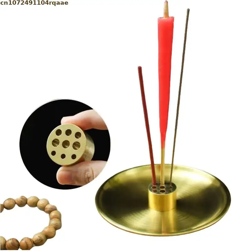 Portable Brass Incense Burner with 9 Holes Multi-Purpose Incense Holder for Home Office Teahouse Zen Buddhist Supplies