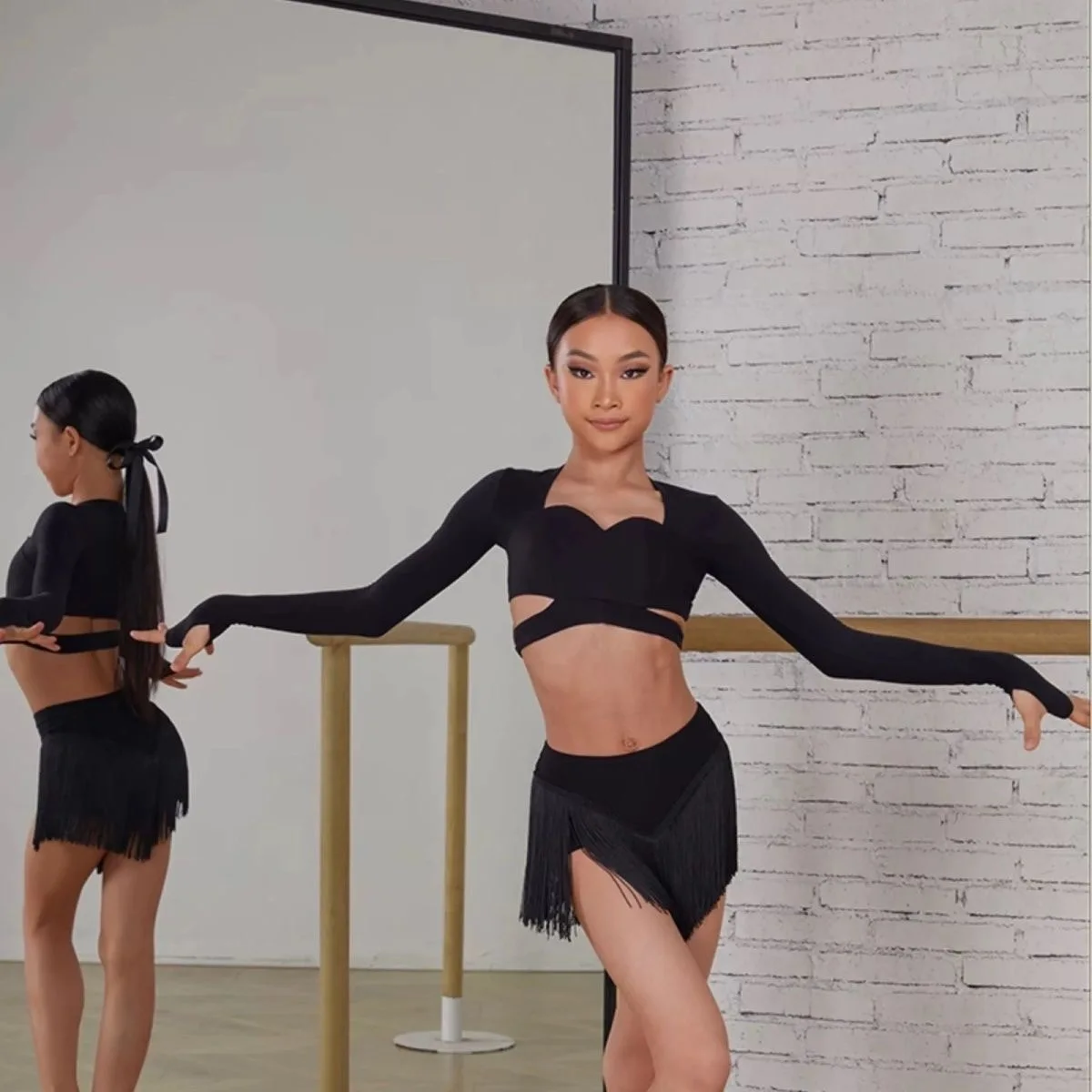 

Платье для латинских танцев для девочек, платье высокого качества для вальса, новые продукты, черное платье для латинских танцев, костюм для танцев из двух предметов