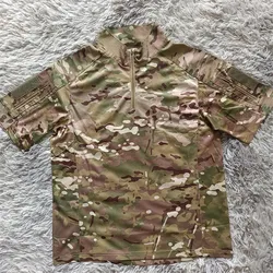 Summer Breathable Quick Drying Men's Tactical t shirt Outdoor Hiking Hunting Camping Half Sleeved Camouflage Multipocket T-shirt