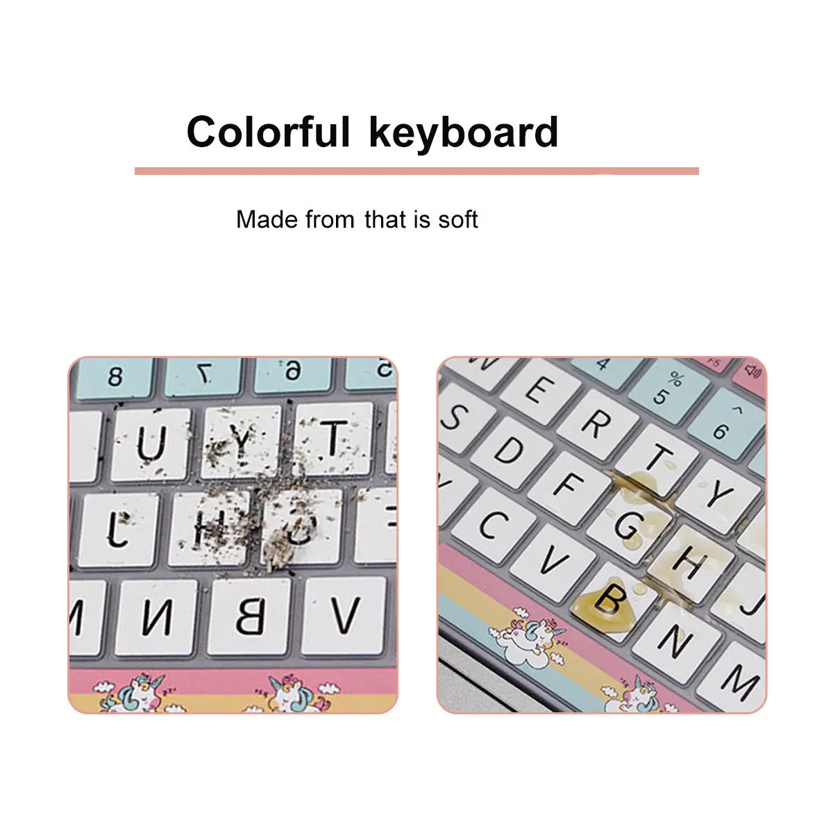 

Computer Keyboard Cover Colorful Cartoon Unicorn Design Silicone Protective Film Laptop Keyboard Cover