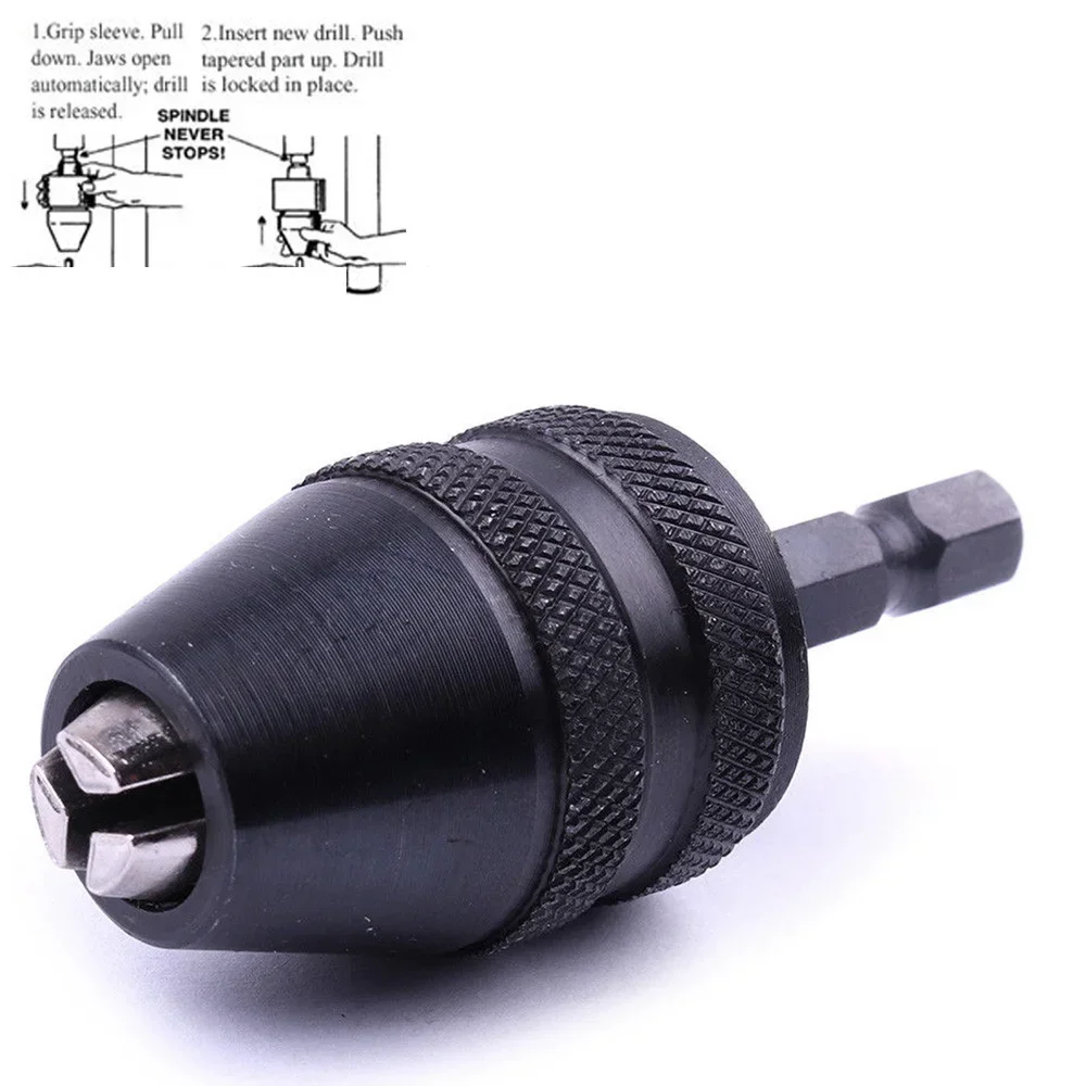 0.3-8mm Mini Keyless Drill Chuck Self-Tighten Electric Drill Bits Collet Fixture Tools 1/4 Inch Hex Shank Quick Change Converter