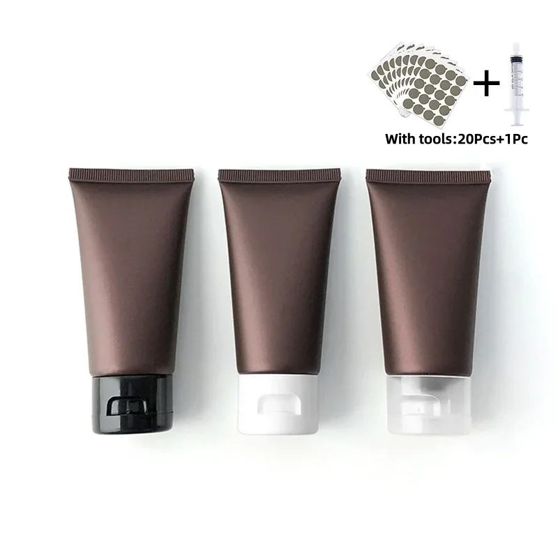 

20Pcs 50ml Frosted Flip Cover Brown Tubes for Lotion Cream Cosmetic Squeeze Soft Tubes Plastic Empty Makeup Refillable Bottles