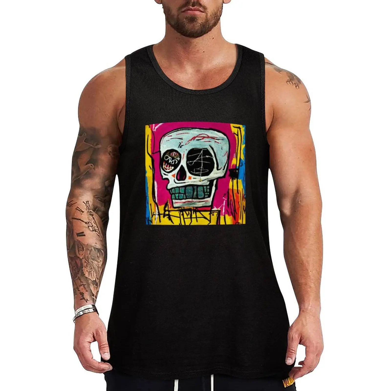 

Grill Grills Graffiti Skull Head Famous Artist Tank Top basketball clothing fitness clothing for men anime gym Male clothes