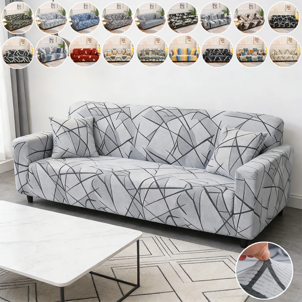 

Пылезащитный эластичный чехол для дивана с цветочным принтом и геометрическим узором, универсальный чехол-накидка для L-образного дивана, защита для гостиной