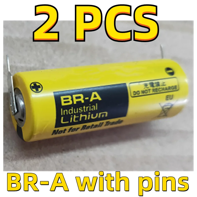 

2PCS Original NEW FANUC BR-A 3V 1800mAh BR-AT2SPE CR17450 Lithium Battery With Pins PLC Parts
