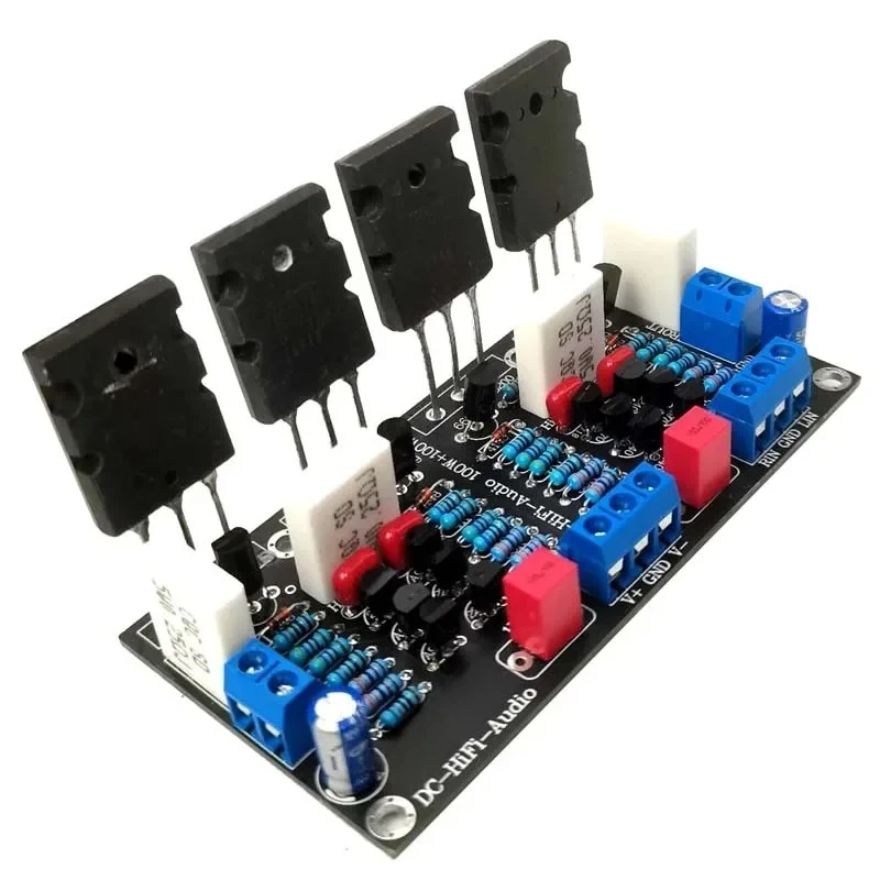 New Low Voltage Version DC 10 - 60V 2SC5200 + 2SA1943 100 W + 100 W Stereo Tube HIFI Audio Power Amplifier Board