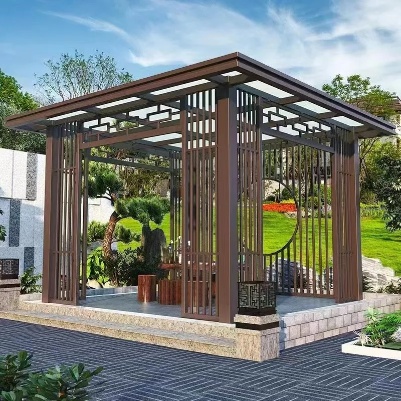 Aluminum alloy pavilion modern new Chinese style outdoor courtyard four corner pavilion outdoor villa garden pavilion