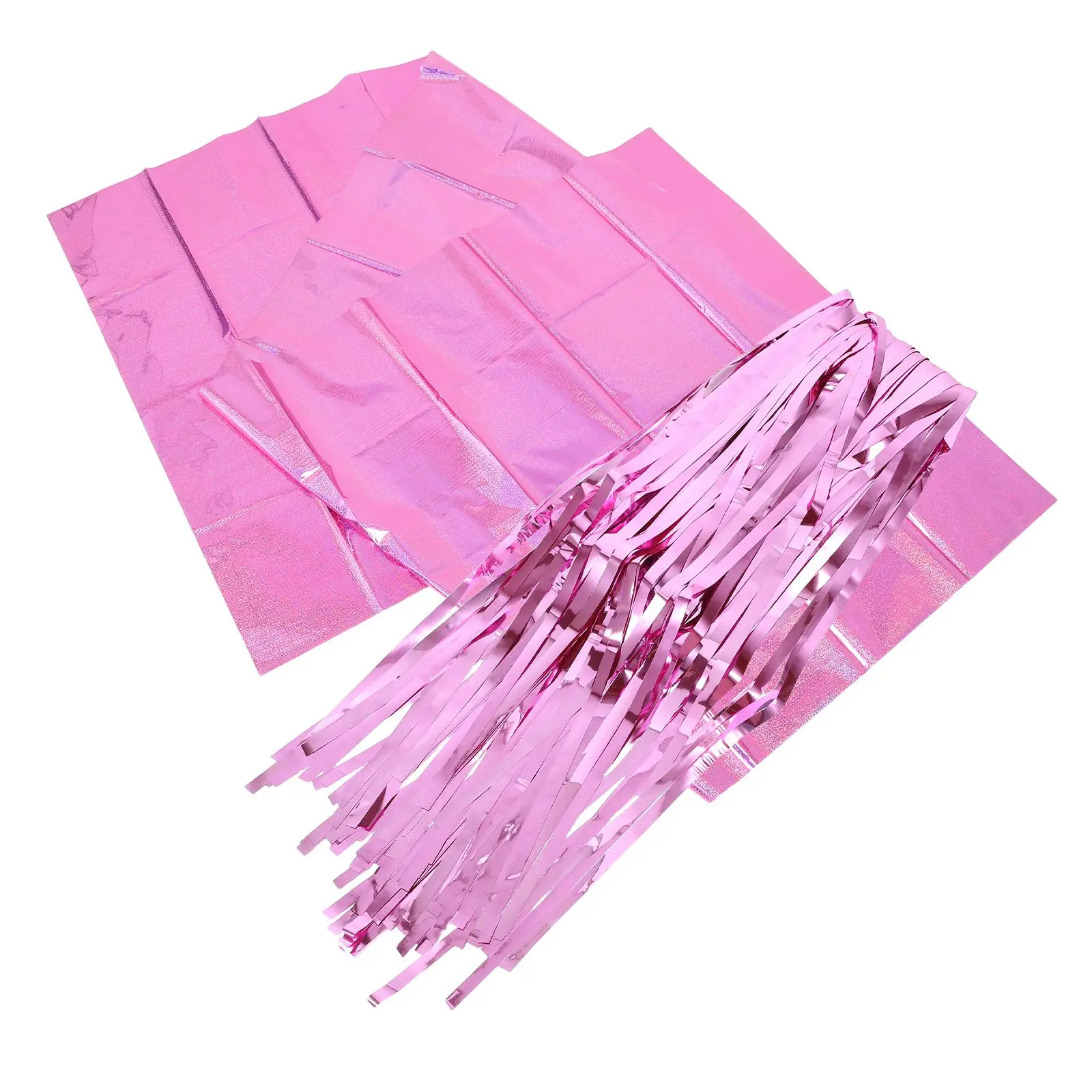 

2Pcs Bad Party Decoration Pink Green Backdrop Rain Fringe Tablecloth Set Halloween Birthday Shimmer Tablecloth Events