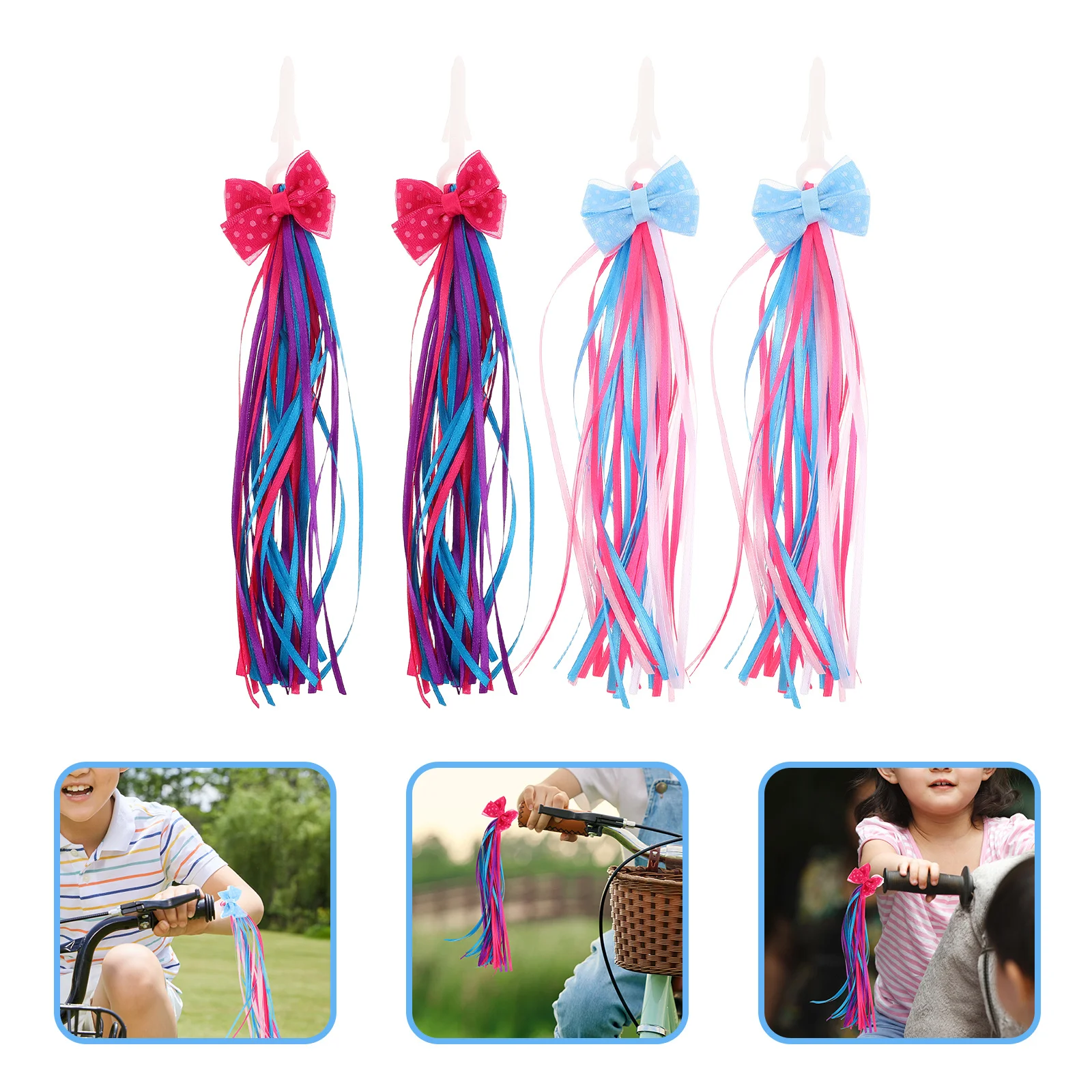 

4Pcs Children's Bicycle Handlebar Streamers Colorful Decorative Tassels Lightweight for Kids Bikes Scooters Bike Streamers Kids