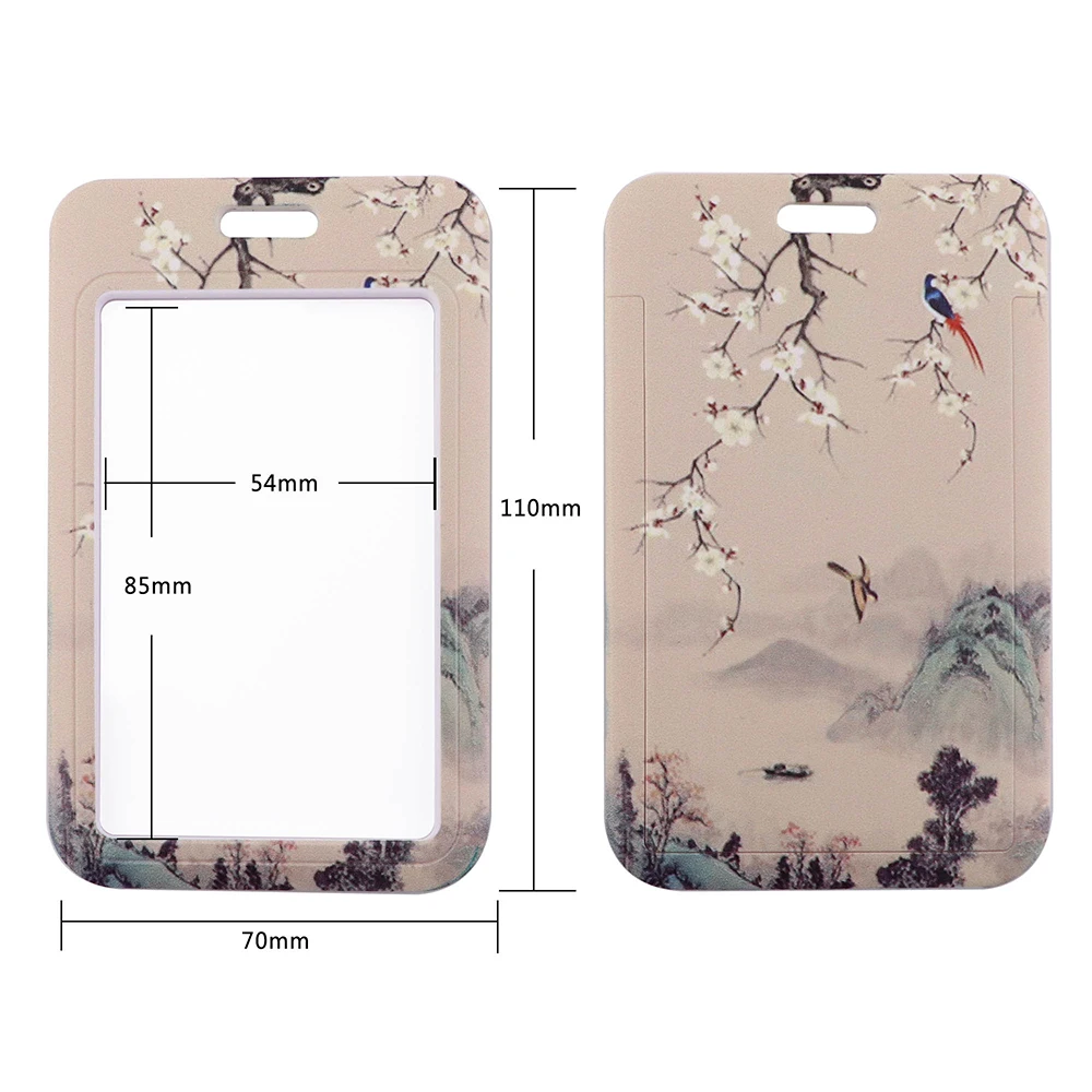 Chinese Style Ink Painting Plum Blossom Lanyards Keys chain ID Card Cover Pass Mobile Phone Badge Holder Neck Straps Accessories