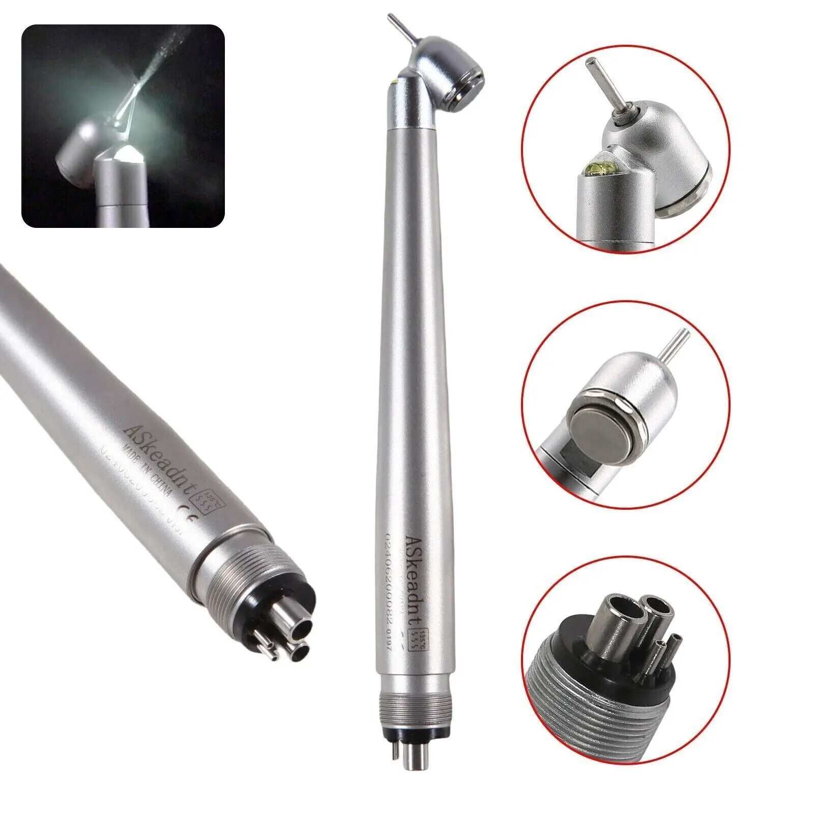 

Dental Fiber Optic LED E-generator 45 Degree High Speed Handpiece 4Holes Fit NSK Pana Max