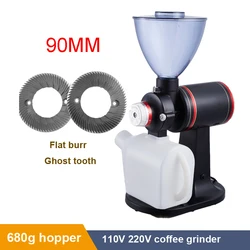 Electric 90MM Flat Burr Espresso Coffee Grinder 680g Hopper 10gears Thickness Adjustable Coffee Bean Grinding Machine 110v 220v