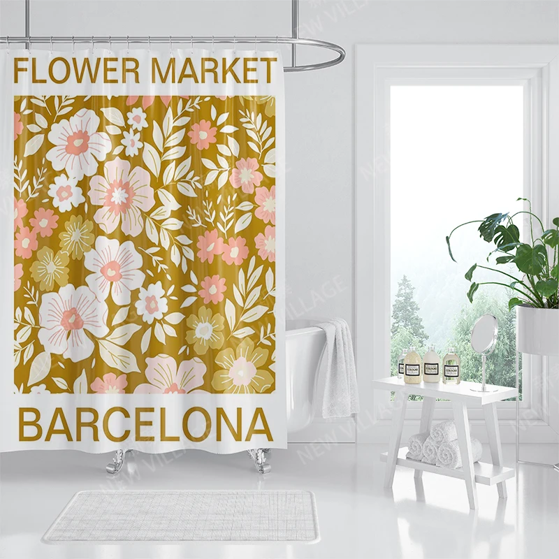 home shower curtains for bathroom Morandi lines and flowers waterproof fabric bathroom Curtains modern shower curtain 180x200