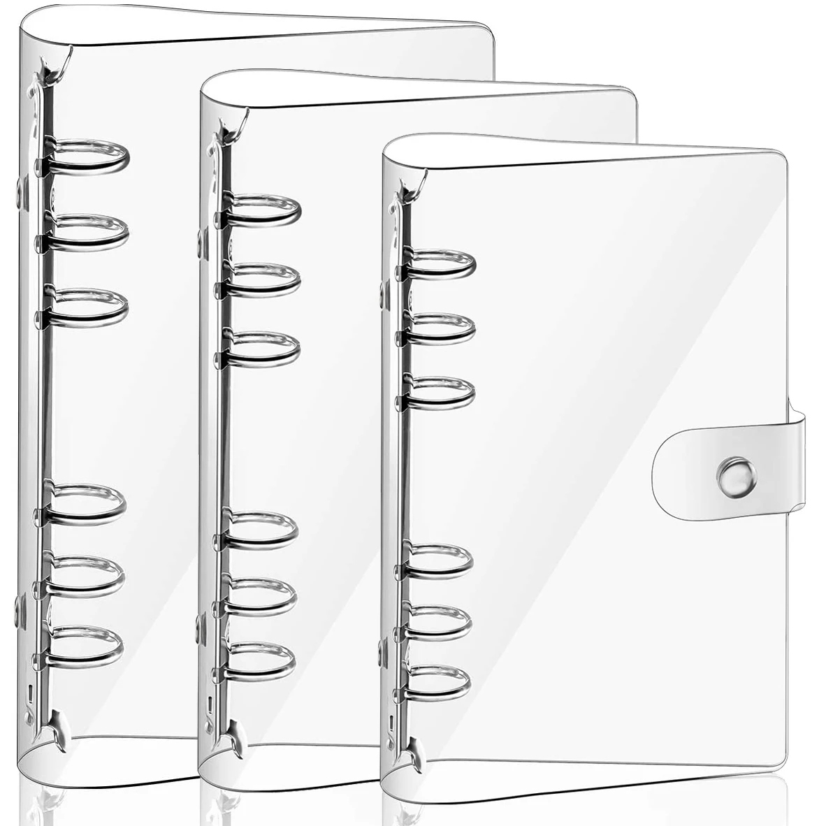 A5 A6 A7 Transparent Soft PVC 6-Ring Binder Cover  Snap Button Closure Filler Paper Case for 6 Hole Planner Pages Refill Insert