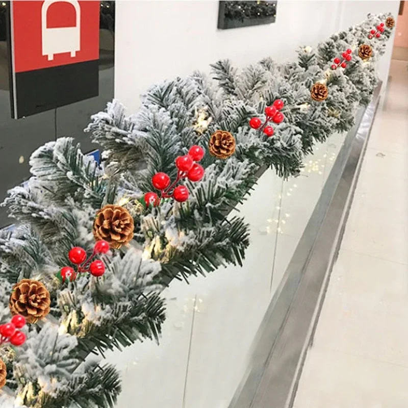 Hot selling 2.7-meter Christmas decoration rattan with plush falling snow high aesthetic value snow scenery Christmas rattan