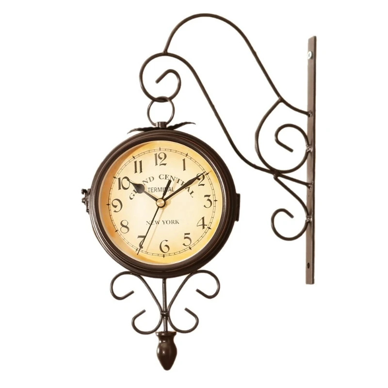 

European-style home creative clocks and watches, wrought iron wall clocks, retro decorative living room clocks