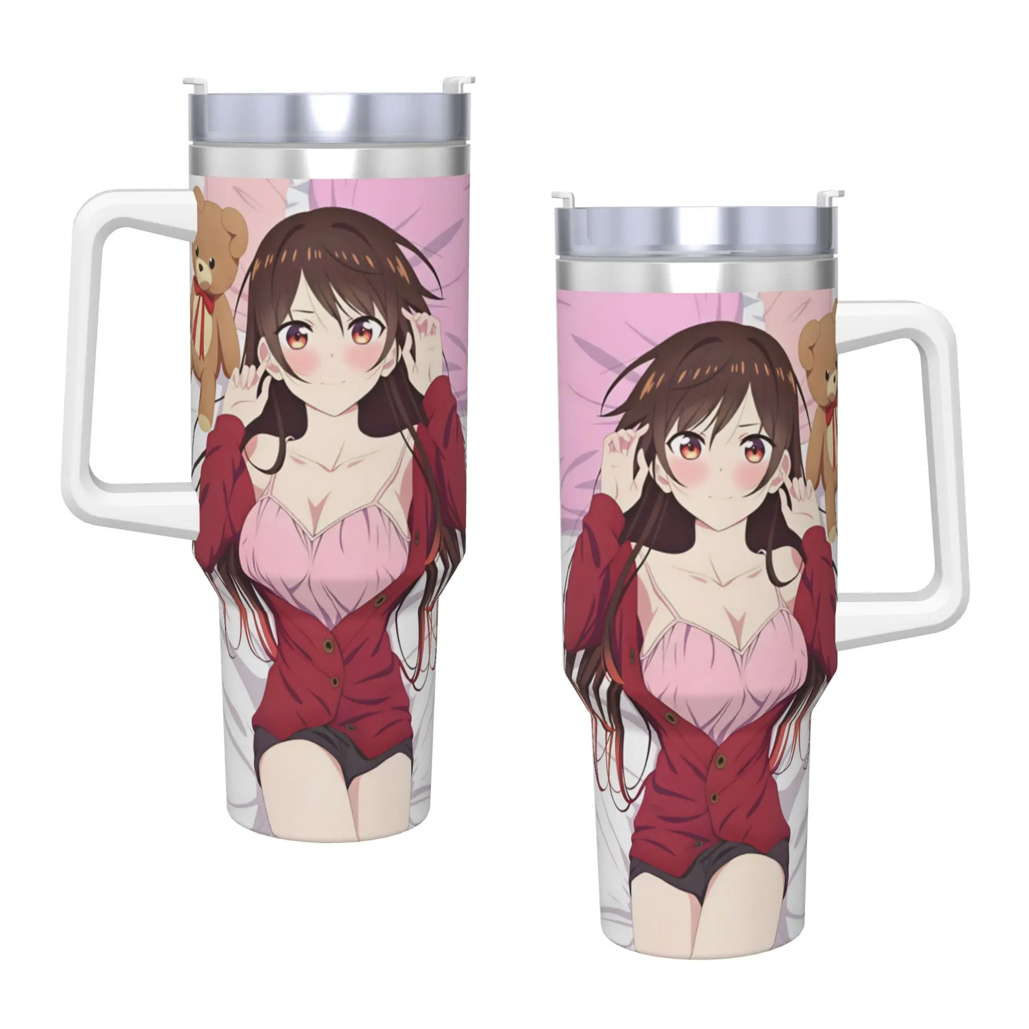 Mizuhara Chizuru Tumbler  Cold Drink Water Bottle Heat Preservation Stainless Steel Thermal Cups Printed Driving Mugs Cup