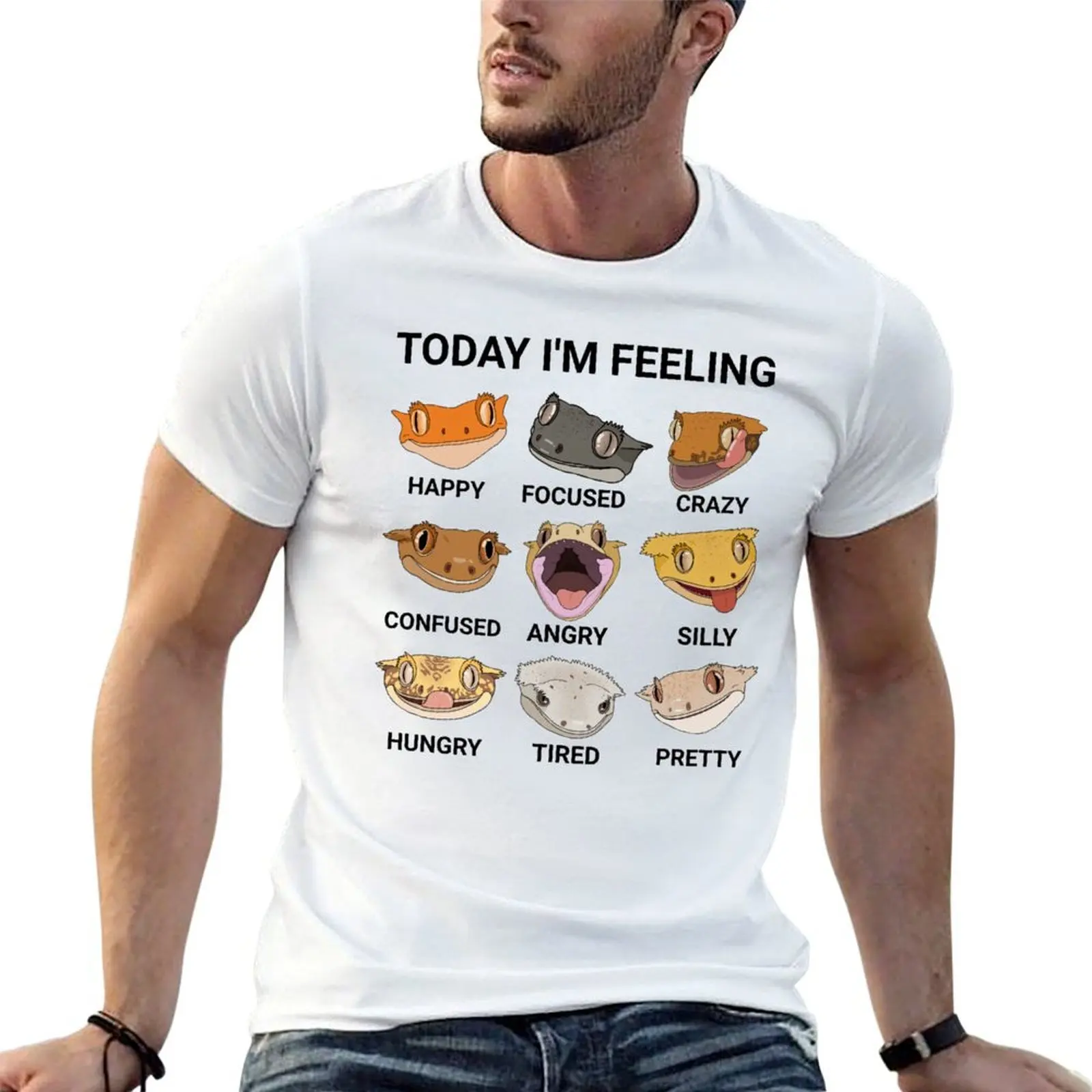 

Today I'm feeling... Crested gecko T-Shirt man graphic t shirt anime tshirt T-Shirt