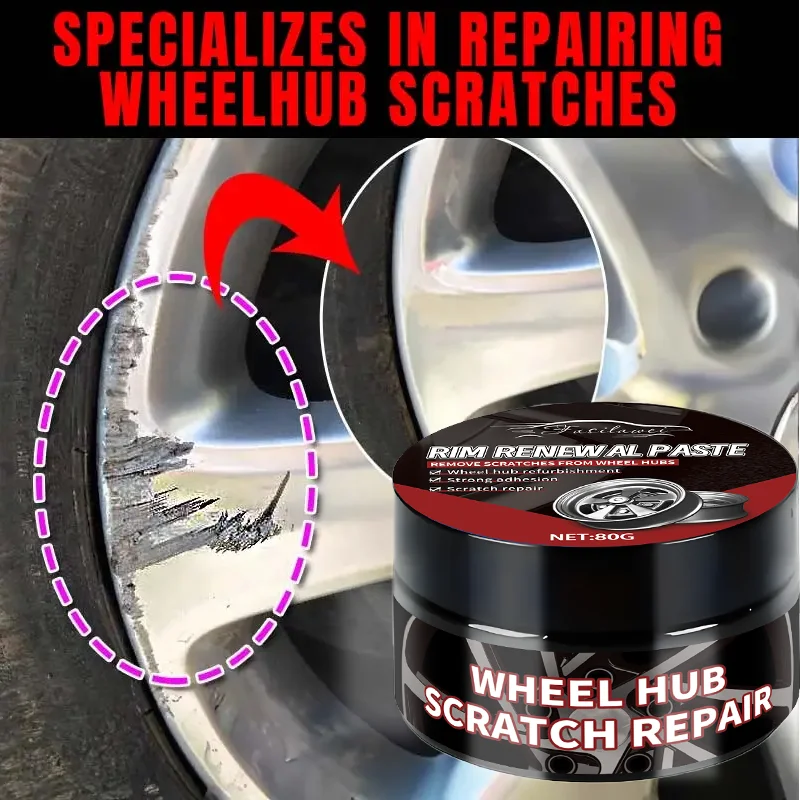 Wheel hub repair kit - removes scratches and wear, polishing paste for restoring luster in car maintenance.