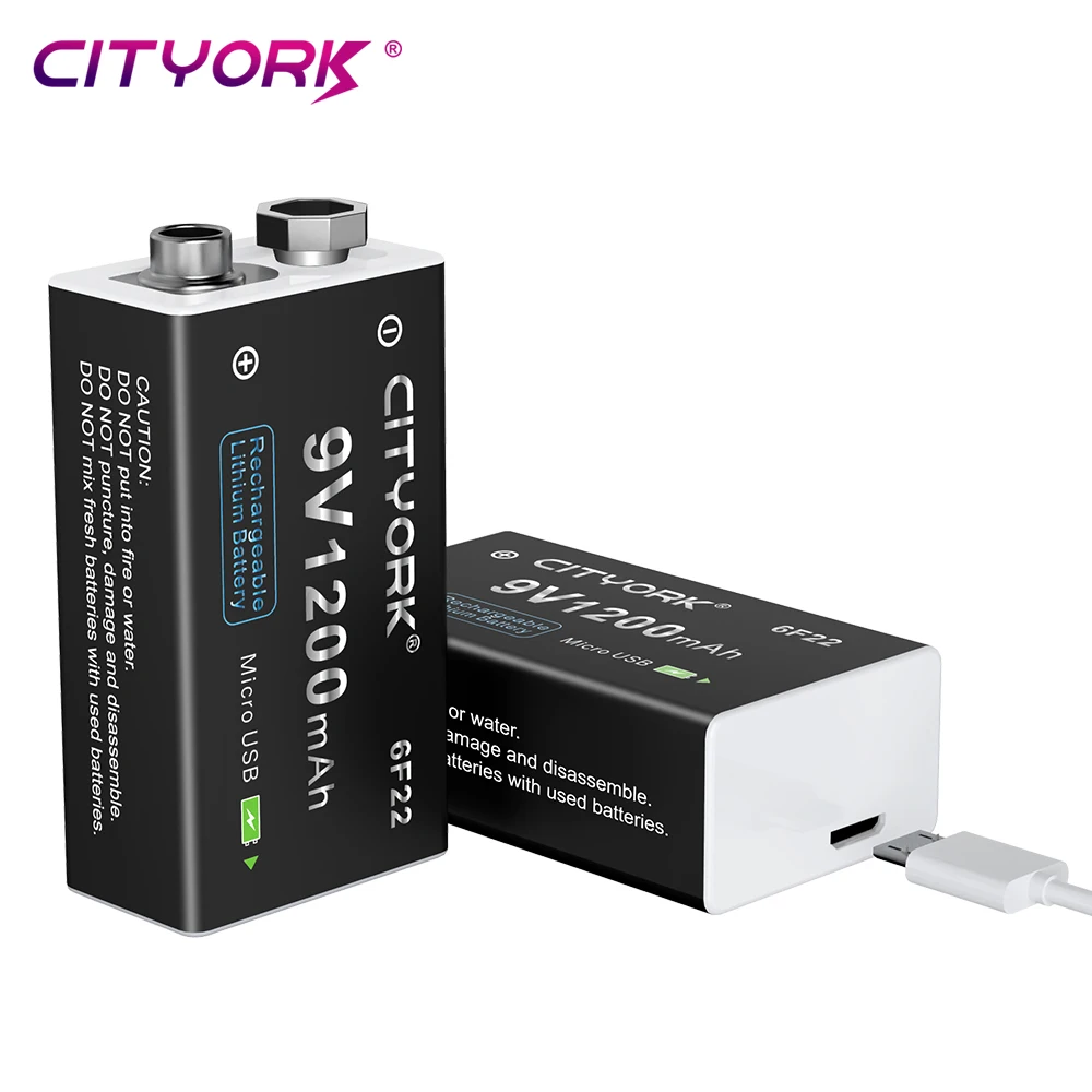 Akumulator 9V 1200mAh 6F22 9V Micro USB do ładowania z kablem USB do wykrywacza metali Mikrofon Zabawka Multimetr