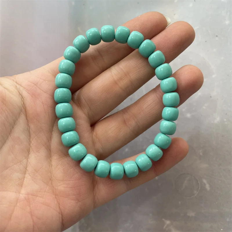 High Porcelain Turquoise Bracelet Turquoise Bracelet round Beads Old-Styled Bead Xueba Glaze Maitreya Buddha Men's and Women's B