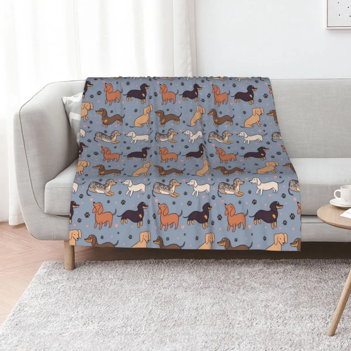 Dachshund - a cute cartoon dachshund dog pack illustration pattern for dachshund owners Throw Blanket decorative Heavy Blankets
