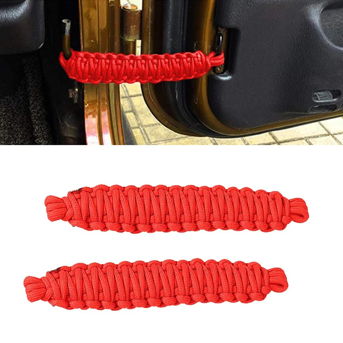 1Pair Door Limiting Strap Restriction Protection Positioning Woven Rope for Jeep Wrangler CJ YJ TJ JK JKU JL JLU Gladiator JT