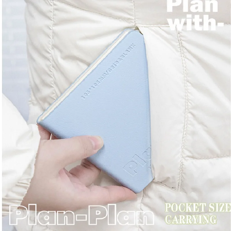 Planwith Pocket Notepad, Upscale Square Soft Waterproof PU Stitching Notebook, Portable Feelings Thoughts Inspirations Organizer