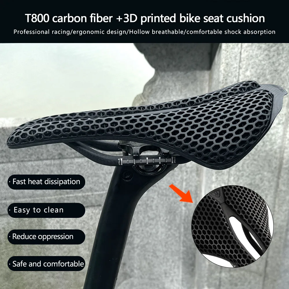 

Carbon Bicycle Saddle, 3D-Printed Bike Saddle, Gravel Cycling Saddle,Saddle racing bike,Triathlon Road MTB Accessories