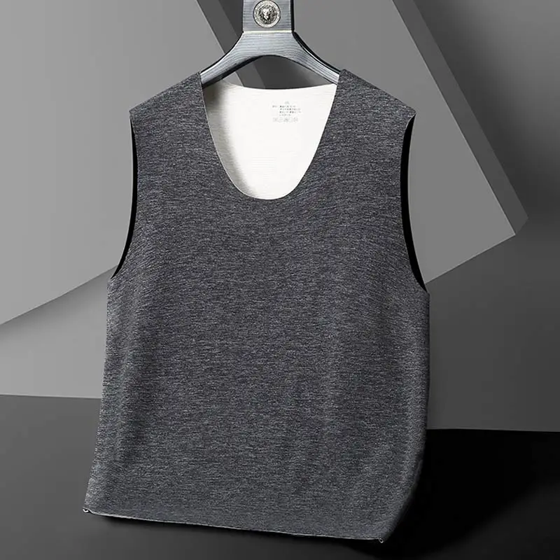 

Мужской утепленный жилет большого размера из смесового полиэстера с V-образным вырезом, повседневный, для зимы