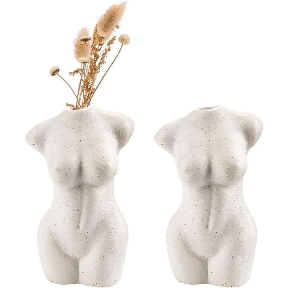 

Mini Body Vase Female Form Shelf Decor, Body Shaped Sculpture, Cute Flower Vase for Minimalist Decor, Sand Glaze Ivory, S