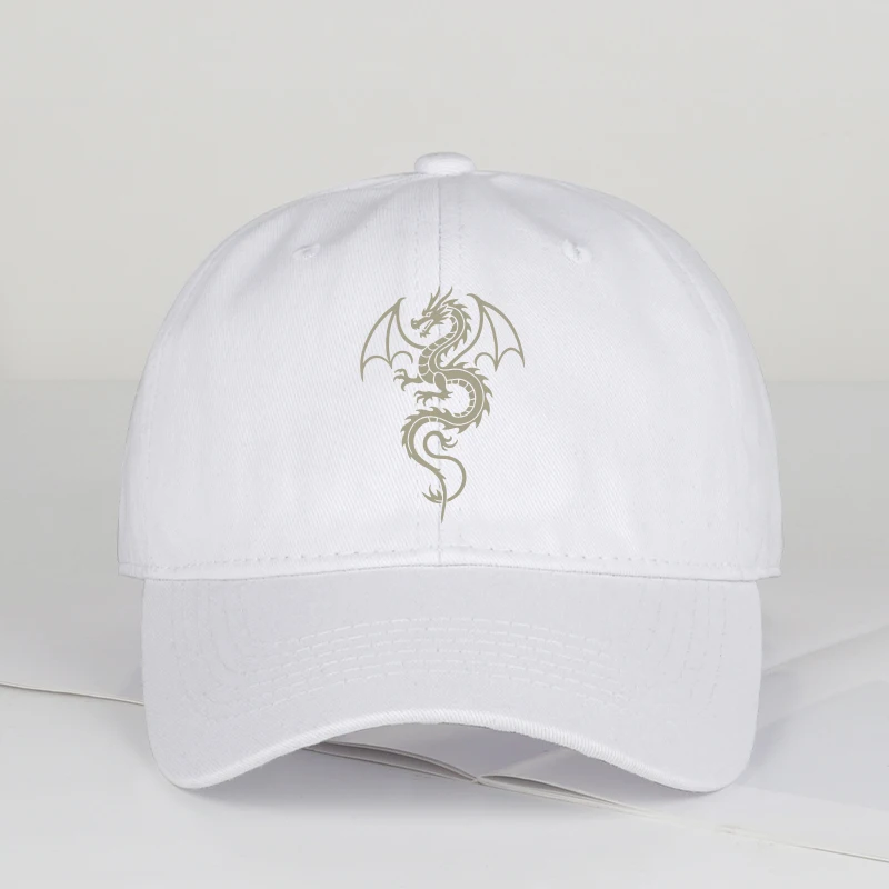 Gorra de béisbol de tela suave con estampado de dragón alado de la marca MLFO, suave, cómoda, ligera, transpirable, ajustable, fresca, misteriosa, Re