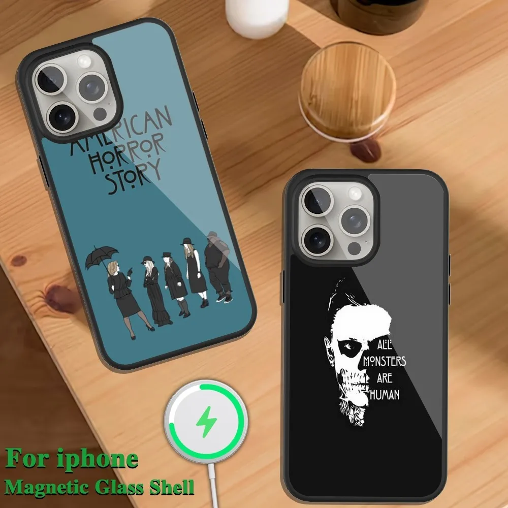 TV American Horror Story AHS 1984 Phone Case For iPhone Magsafe Magnetic 13 14 15 11 12 Pro Max Plus Glass Charging Shell