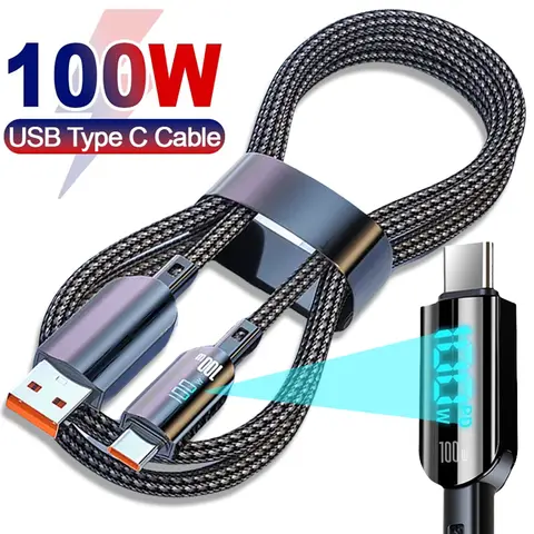 LED 디지털 디스플레이 초고속 충전 USB C타입 케이블, 삼성, 샤오미, 화웨이, 구글, Oppo, USB C 충전기, 데이터 코드, 100W