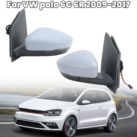 6Pins Rearview Mirror Assembly For Volkswagen Polo 6C 6R 2009 2010-2017 Primer Manual Folding Heated Side Mirror Car Accessories