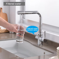 2025 New Chrome Kitchen Faucet Double Swivel Spout Drinking Water Purifier Filter Brass Sink Mixer Tap Hot and Cold Water