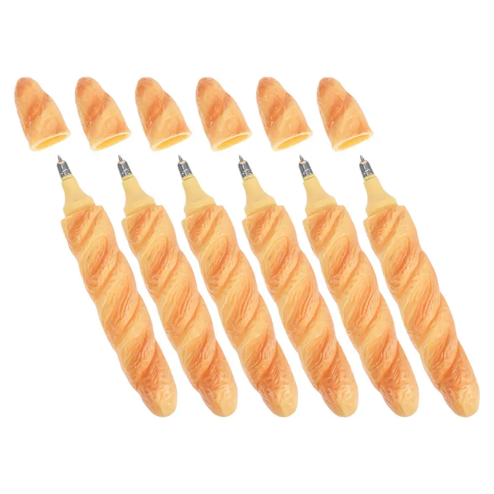 

6Pcs Bread Shaped Ballpoint Pens Cute Novelty Writing Pens for Students Office School Use Black Ink Lightweight Portable