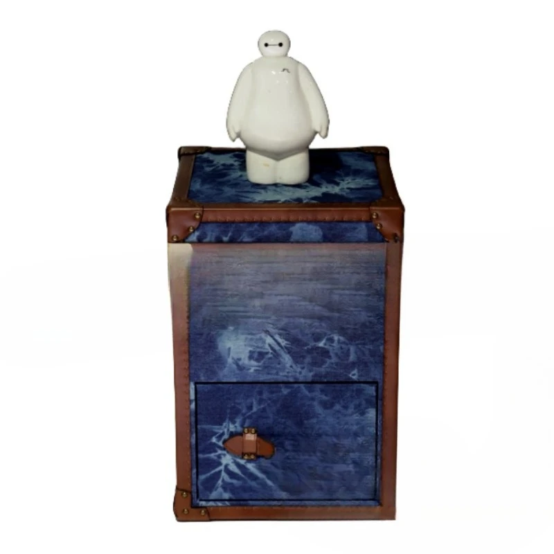 American country denim fabric with first-layer cowhide corner cabinet